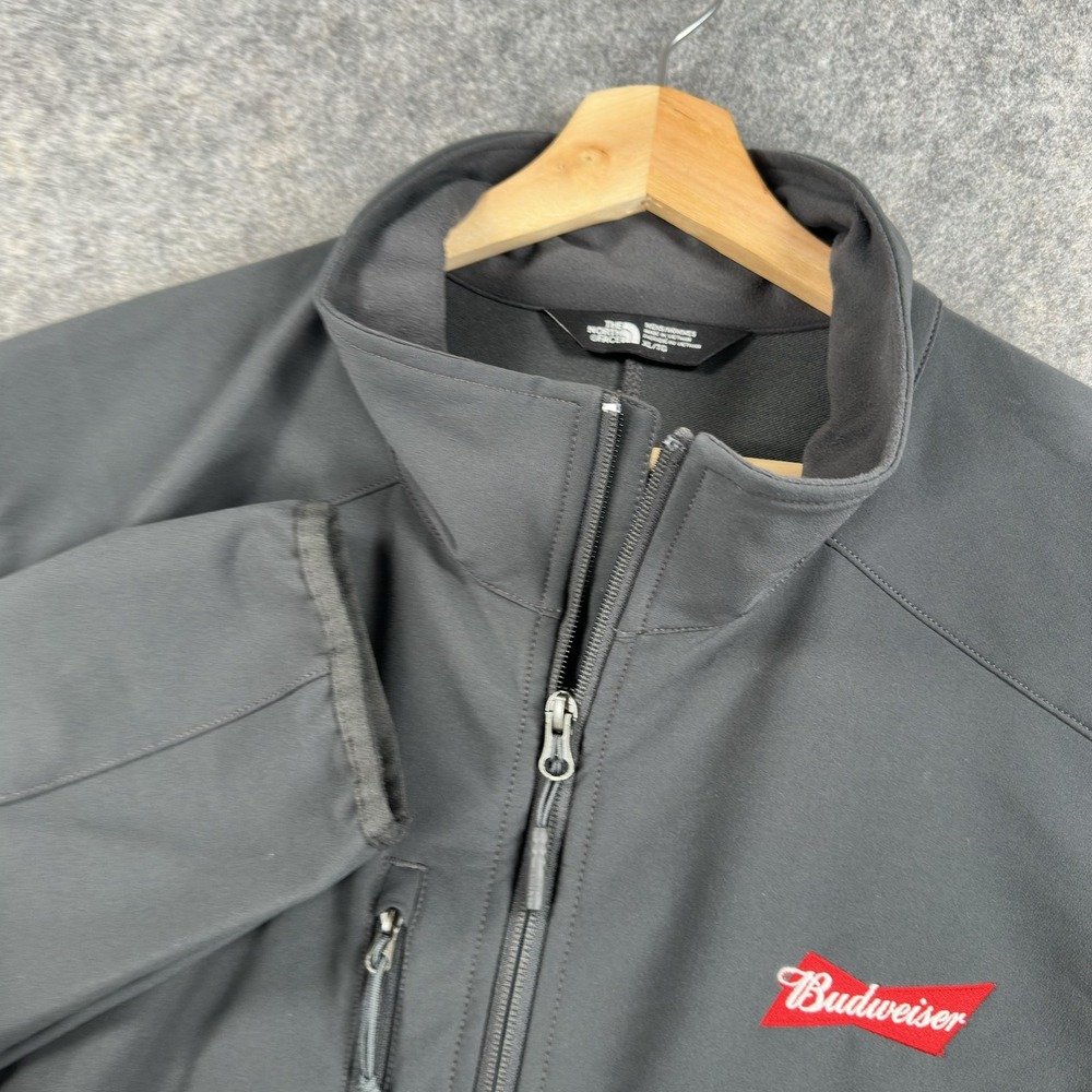 The North Face Windwall Jacket Mens XL Gray Soft Shell Full Zip Budweiser Logo